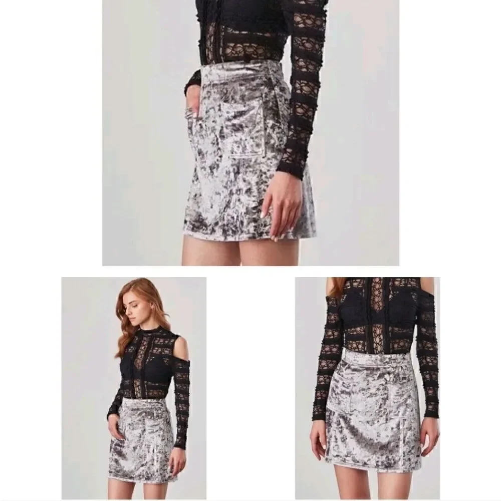 NWOT BB Dakota Metallic Calhoun Crushed Velvet Skirt Mini 4